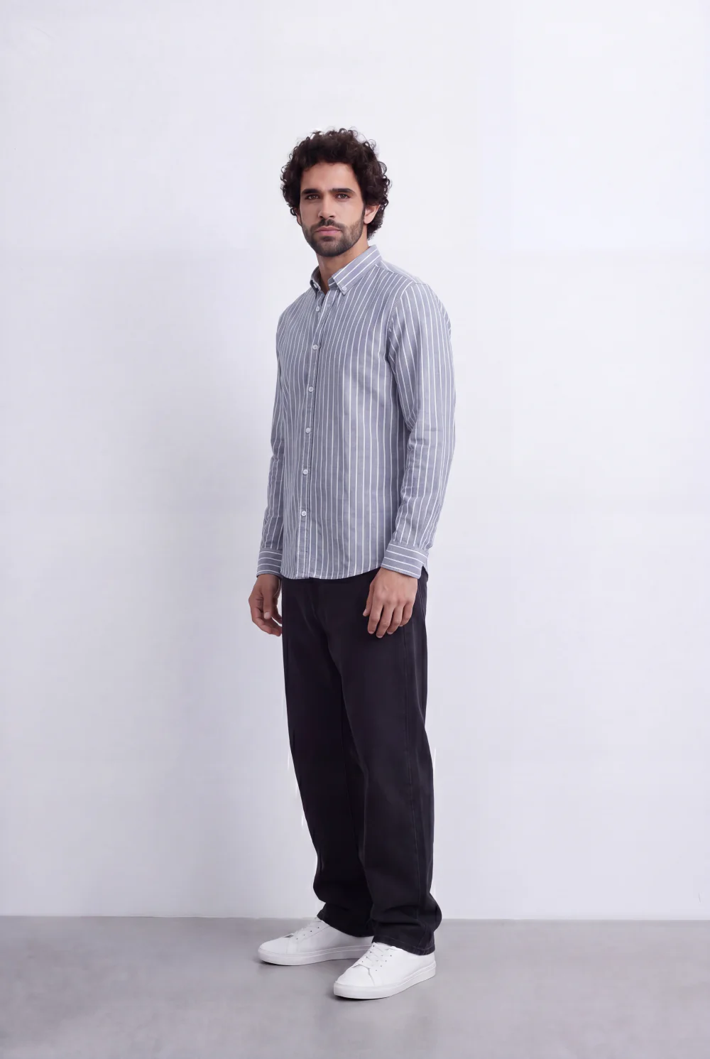 Men's Slim Fit Long Sleeve Striped Shirt Tomato Store Classic Button-Down Smart Casual Everyday Style - Image 19