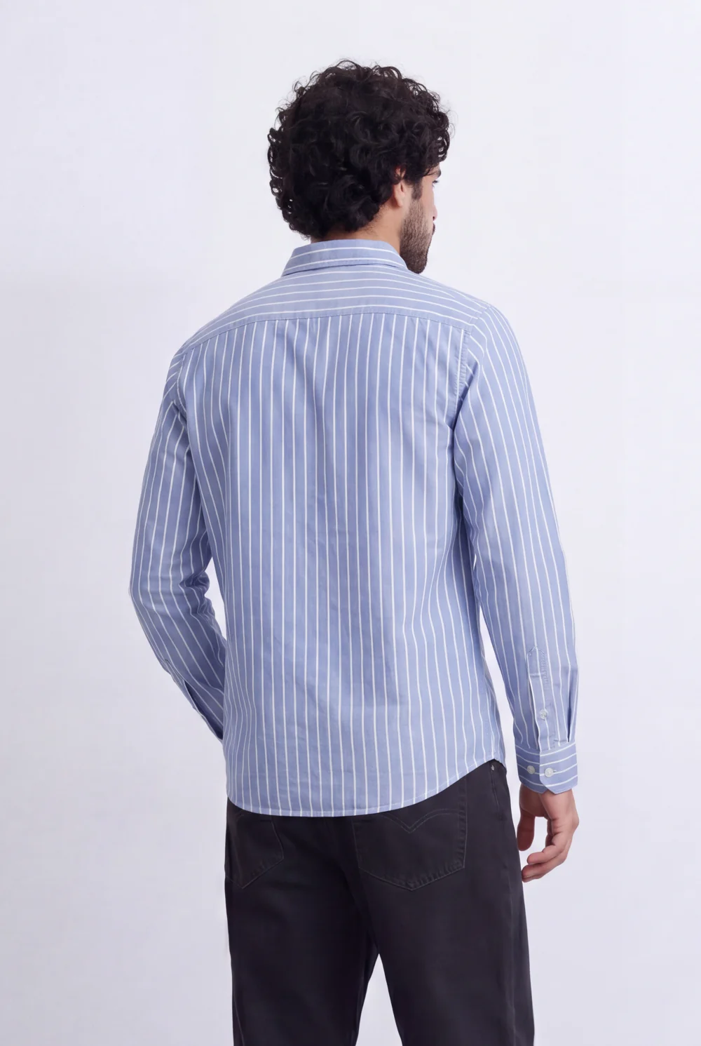 Men's Slim Fit Long Sleeve Striped Shirt Tomato Store Classic Button-Down Smart Casual Everyday Style - Image 2
