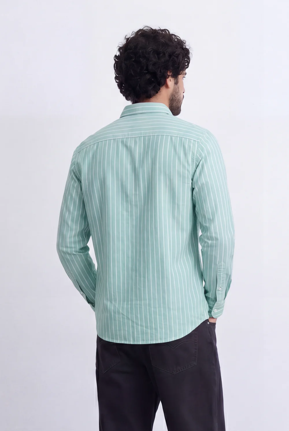 Men's Slim Fit Long Sleeve Striped Shirt Tomato Store Classic Button-Down Smart Casual Everyday Style - Image 22