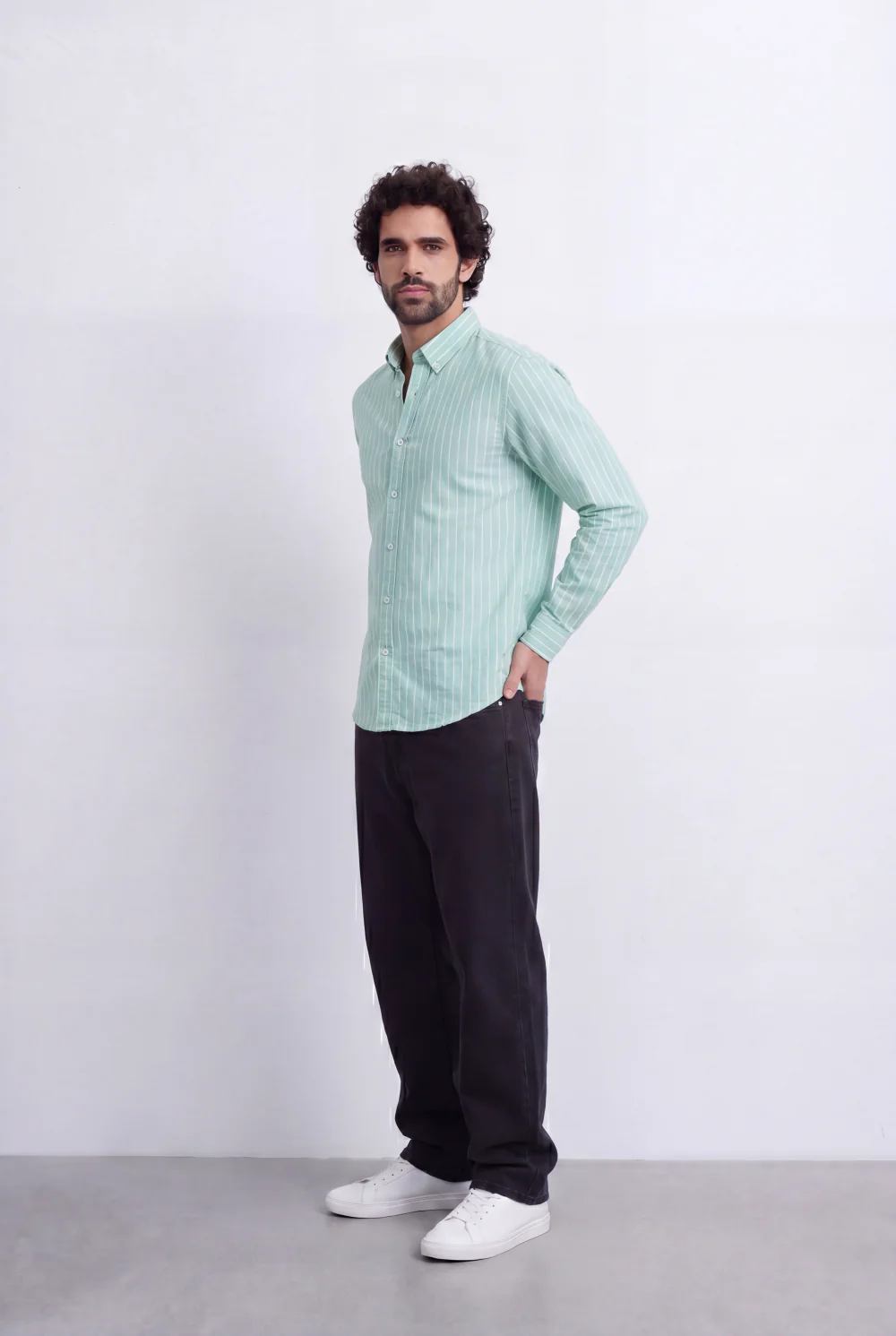 Men's Slim Fit Long Sleeve Striped Shirt Tomato Store Classic Button-Down Smart Casual Everyday Style - Image 23