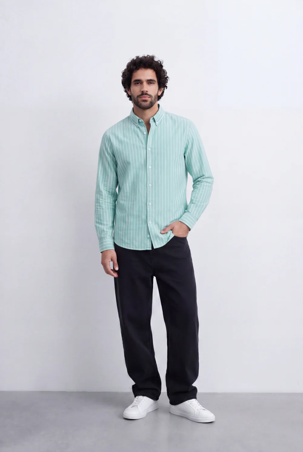 Men's Slim Fit Long Sleeve Striped Shirt Tomato Store Classic Button-Down Smart Casual Everyday Style - Image 24
