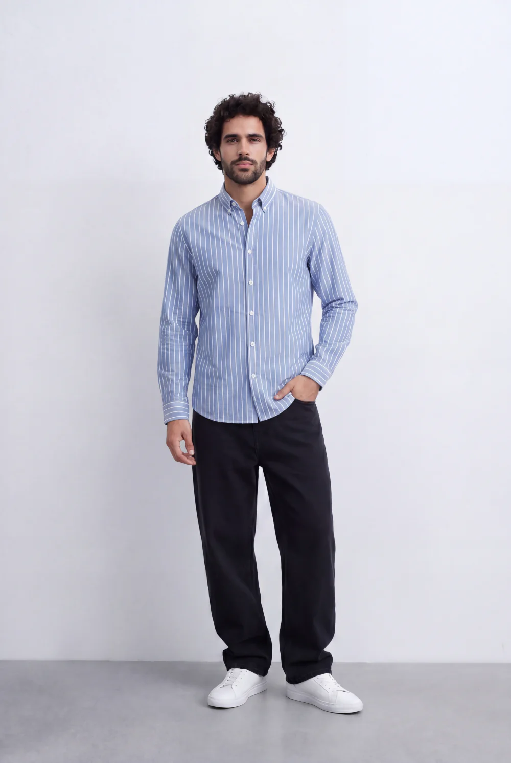 Men's Slim Fit Long Sleeve Striped Shirt Tomato Store Classic Button-Down Smart Casual Everyday Style - Image 3