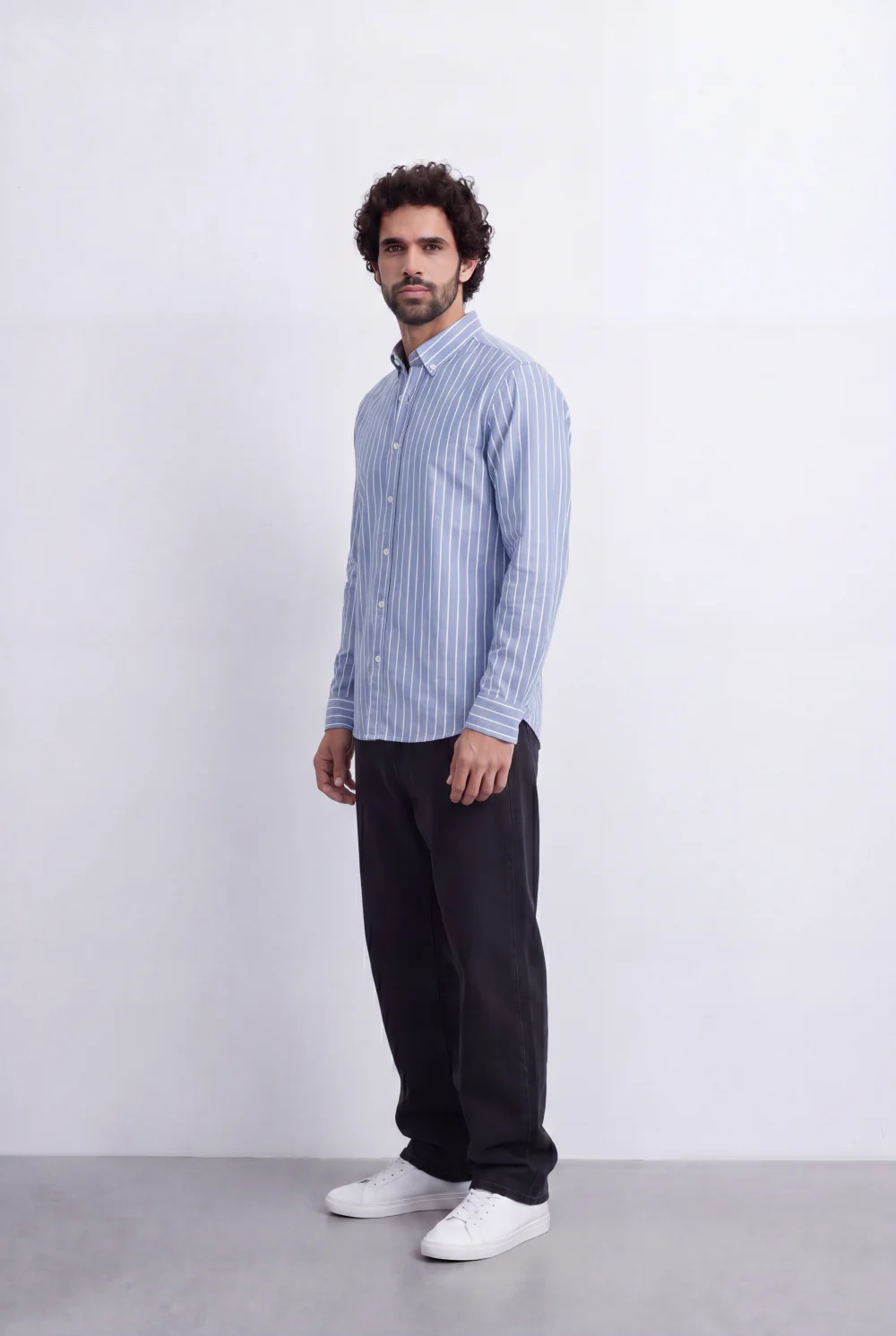 Men's Slim Fit Long Sleeve Striped Shirt Tomato Store Classic Button-Down Smart Casual Everyday Style - Image 4