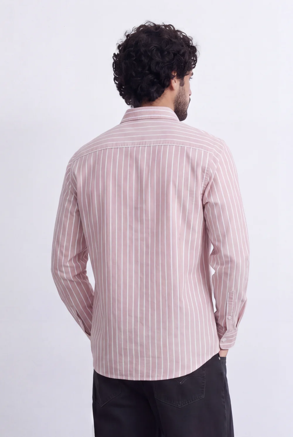 Men's Slim Fit Long Sleeve Striped Shirt Tomato Store Classic Button-Down Smart Casual Everyday Style - Image 6