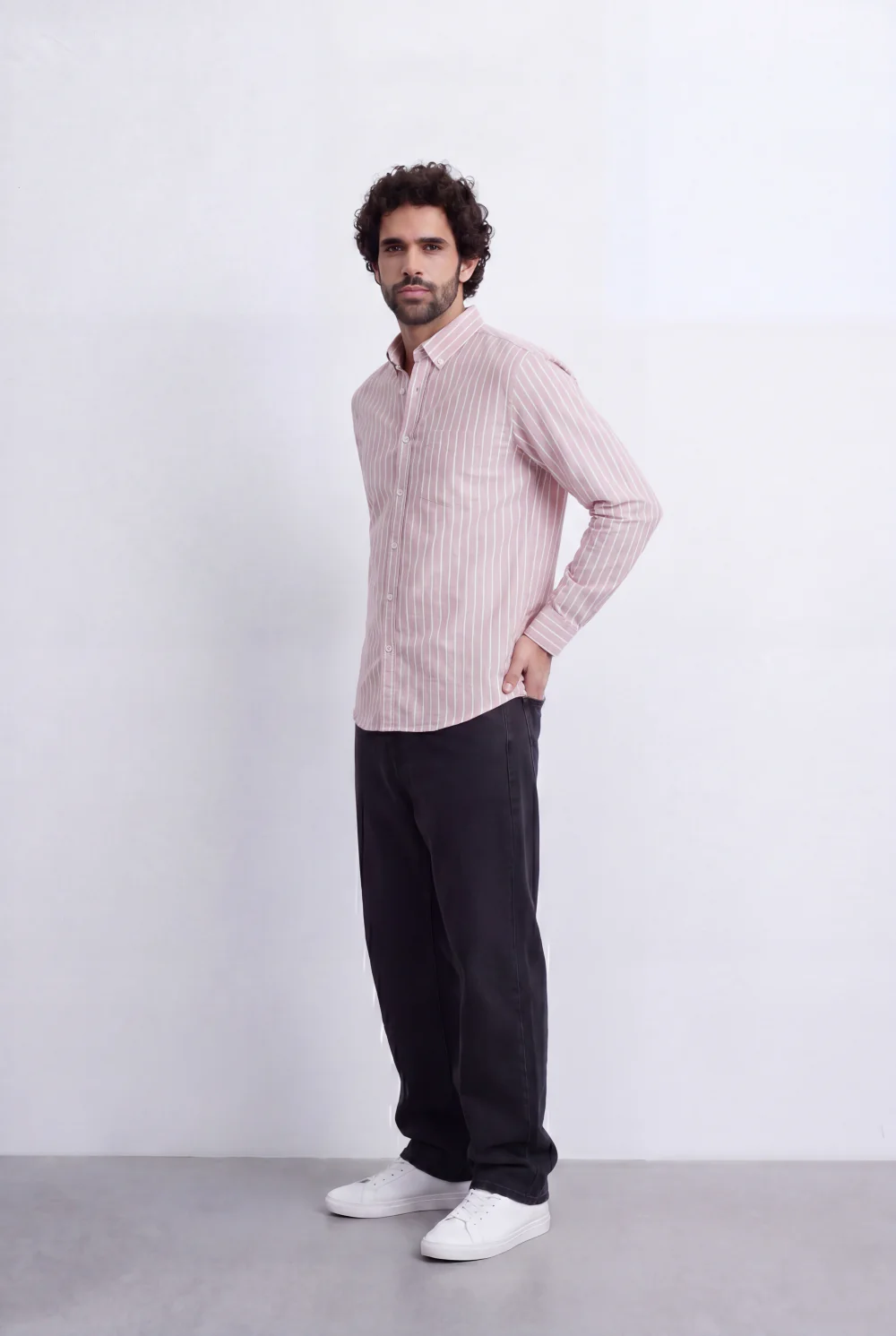 Men's Slim Fit Long Sleeve Striped Shirt Tomato Store Classic Button-Down Smart Casual Everyday Style - Image 7