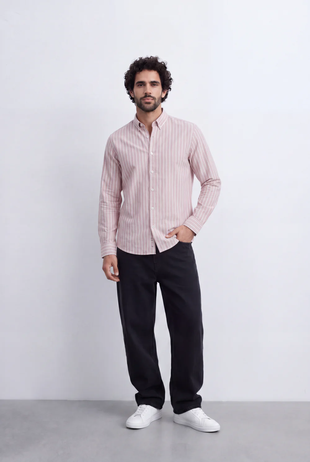 Men's Slim Fit Long Sleeve Striped Shirt Tomato Store Classic Button-Down Smart Casual Everyday Style - Image 8