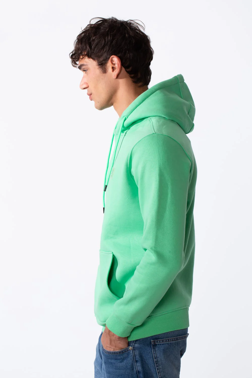 Men's Slim Fit Melton Tomato Front Kangaroo Pocket Hood Sweatshirt - Image 4