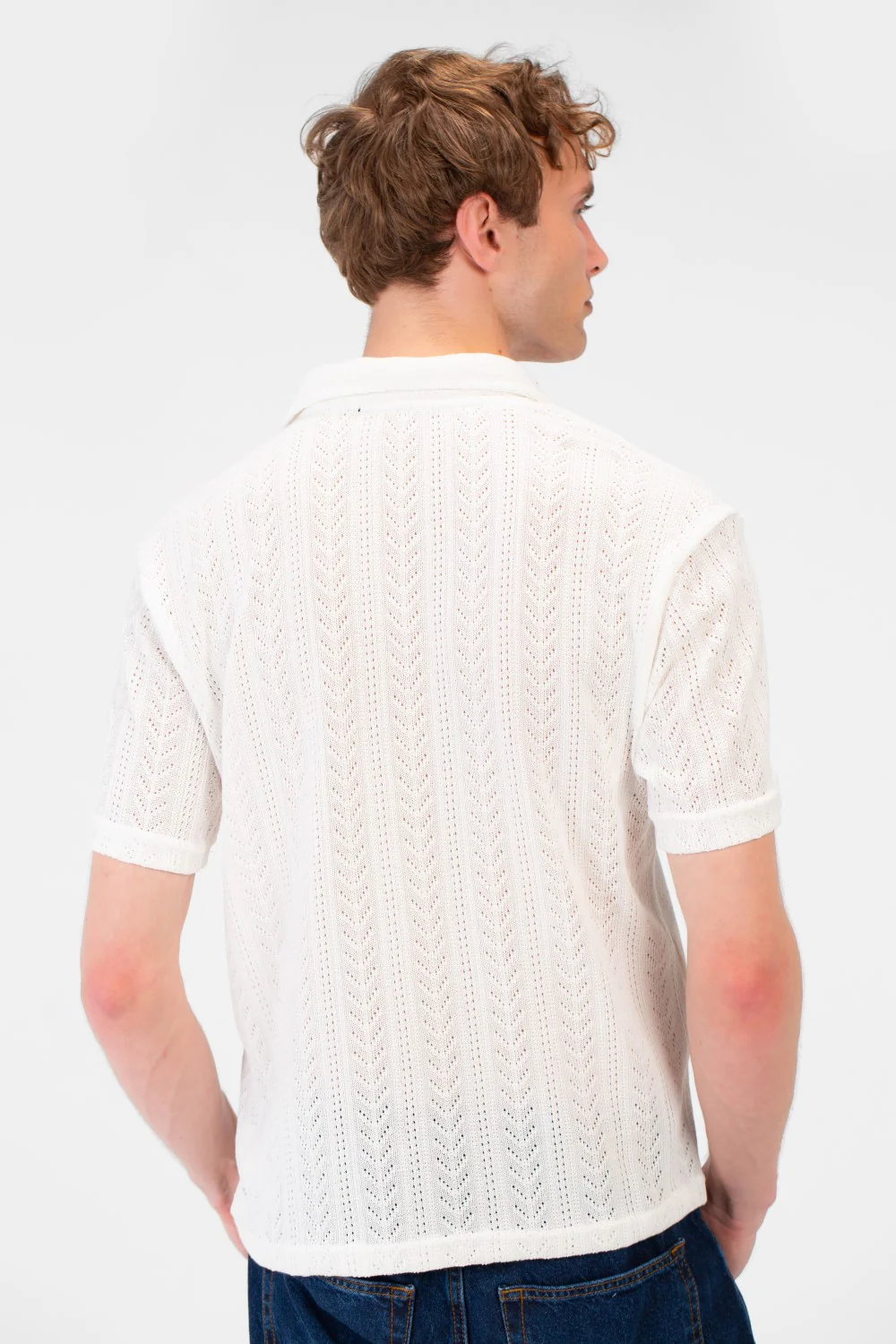 Men's Slim Fit Mesh Collar Button Front Half Sleeve Shirt - Image 6