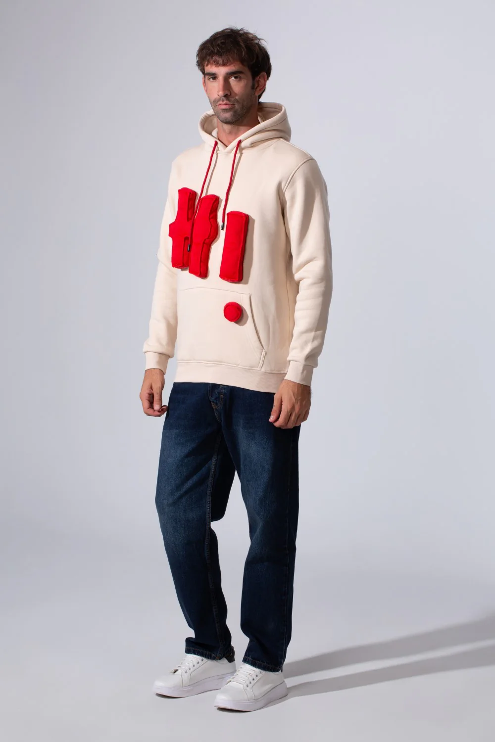 Men's Slim Fit Milton Embossed Print Hood Sweatshirt - Image 4