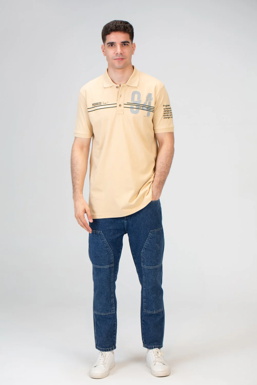 Mens Slim Fit Polo T-Shirt With Round Neck And Short Sleeves