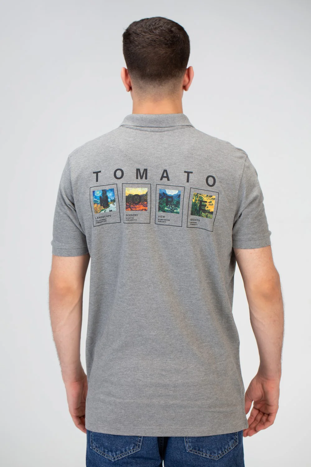 Mens Slim Fit Polo T-Shirt With Front & Back Print - Image 2