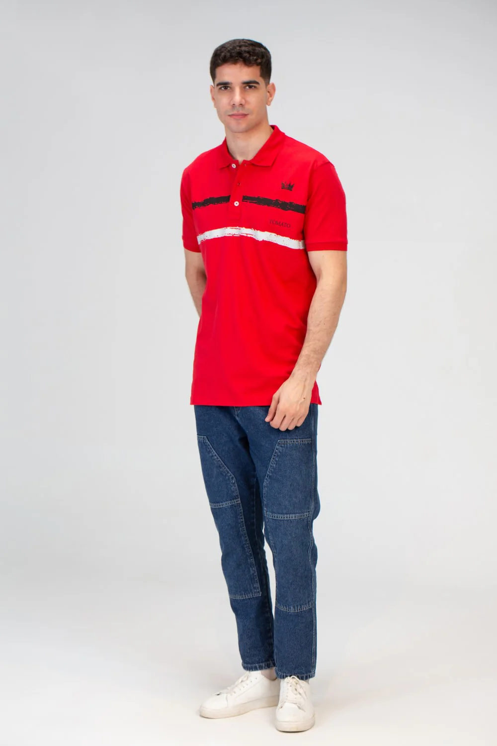 Mens Slim Fit Polo T-Shirt With Front Print - Image 4