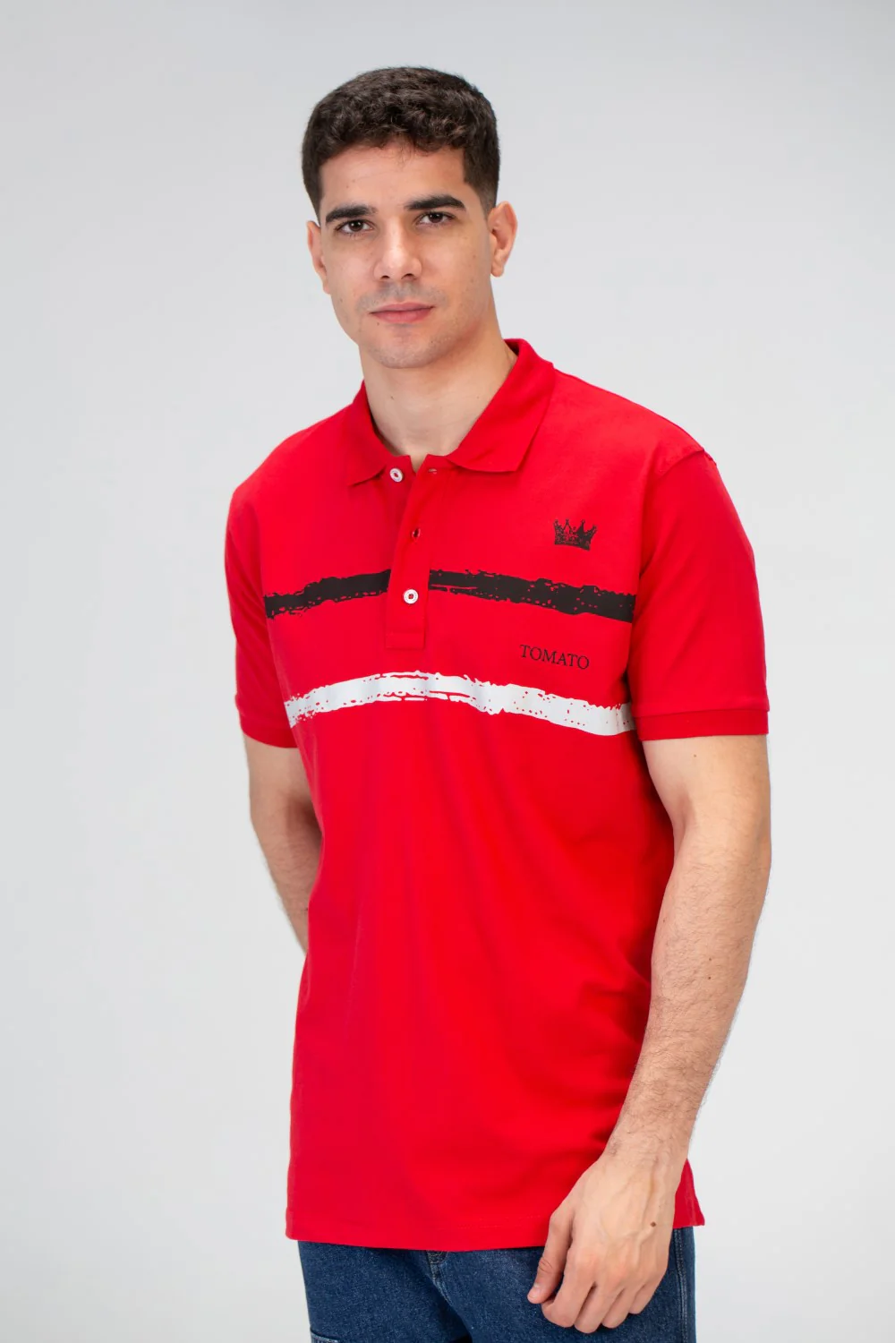 Mens Slim Fit Polo T-Shirt With Front Print - Image 6