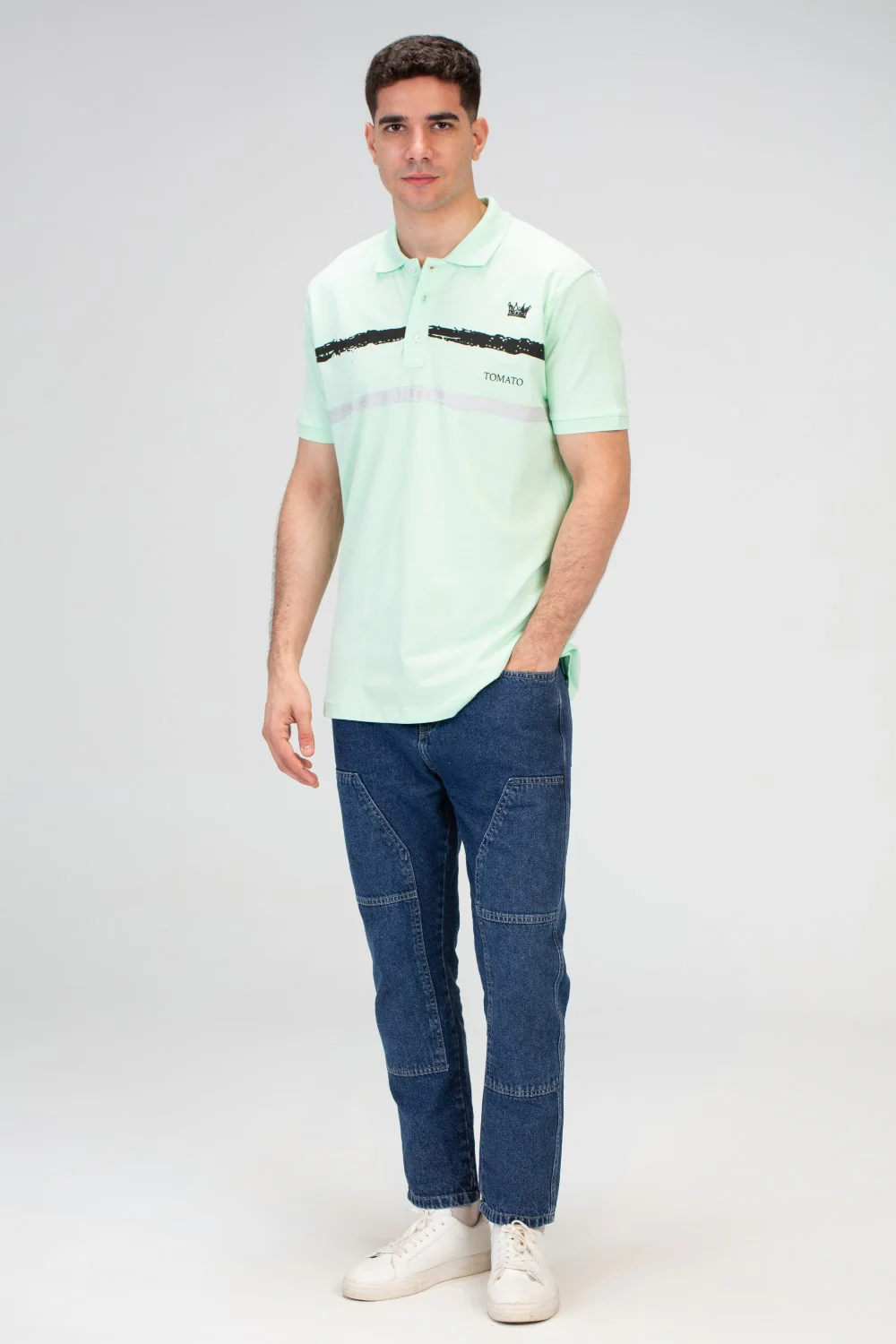 Mens Slim Fit Polo T-Shirt With Front Print - Image 7