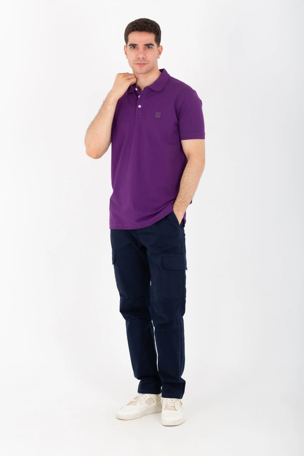 Mens Slim Fit Polo T-Shirt With Short Sleeves And Badge Tomato On The Front - Image 3