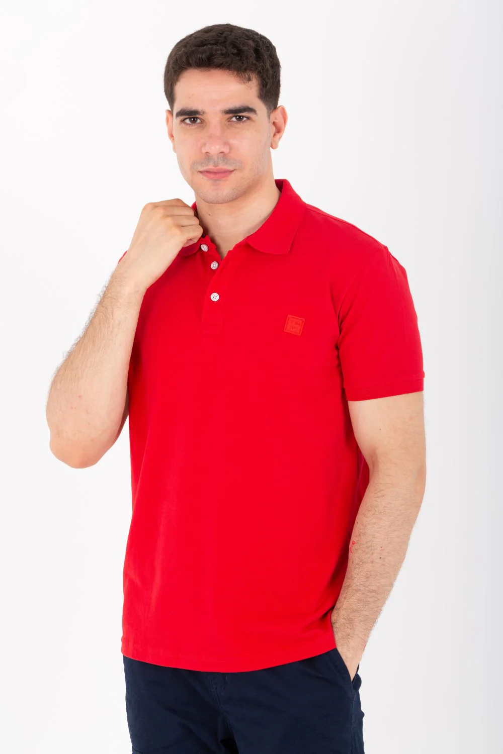 Mens Slim Fit Polo T-Shirt With Short Sleeves And Badge Tomato On The Front - Image 4