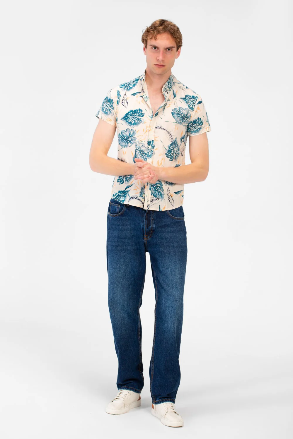 Men's Slim Fit Poplin Wooded Half Sleeve Shirt - Image 4