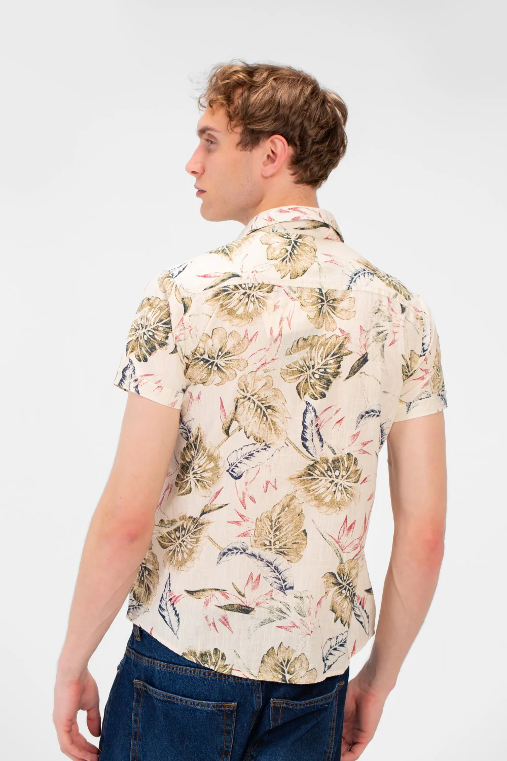 Men's Slim Fit Poplin Wooded Half Sleeve Shirt - Image 6