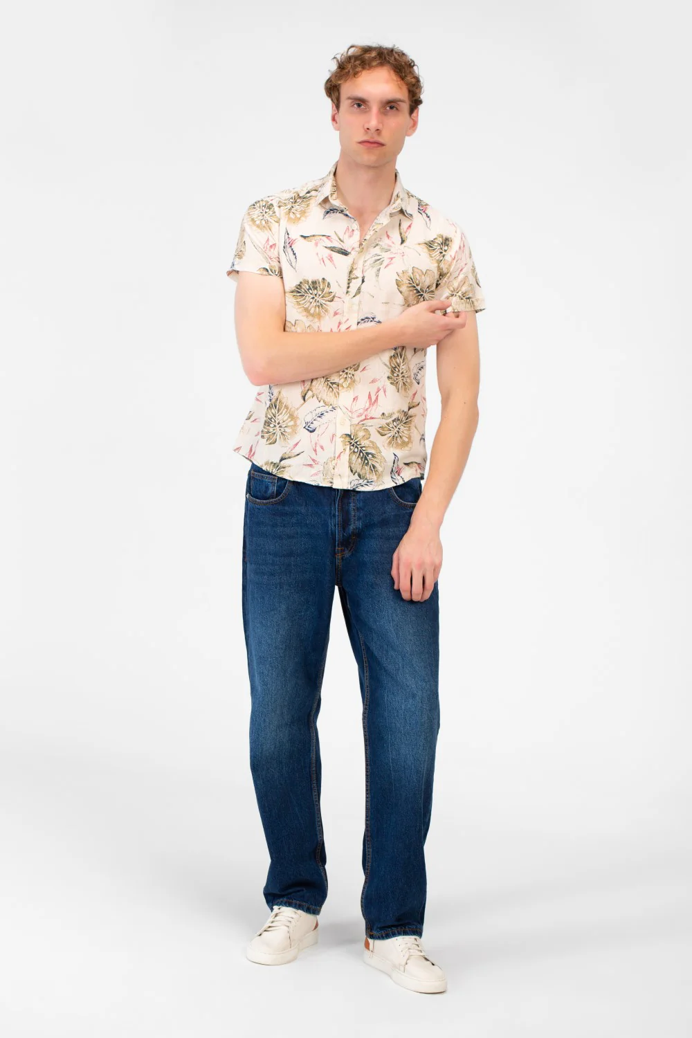 Men's Slim Fit Poplin Wooded Half Sleeve Shirt - Image 8