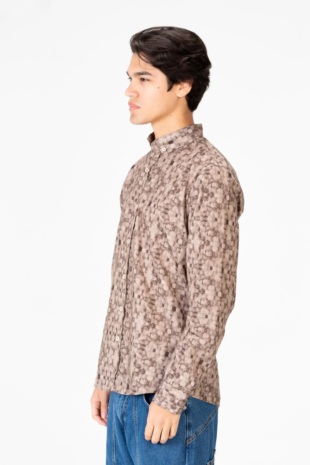 Men's Slim Fit Printed Jakar Long Sleeve Shirt - Image 3