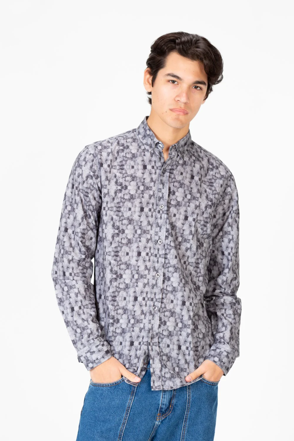 Men's Slim Fit Printed Jakar Long Sleeve Shirt - Image 5