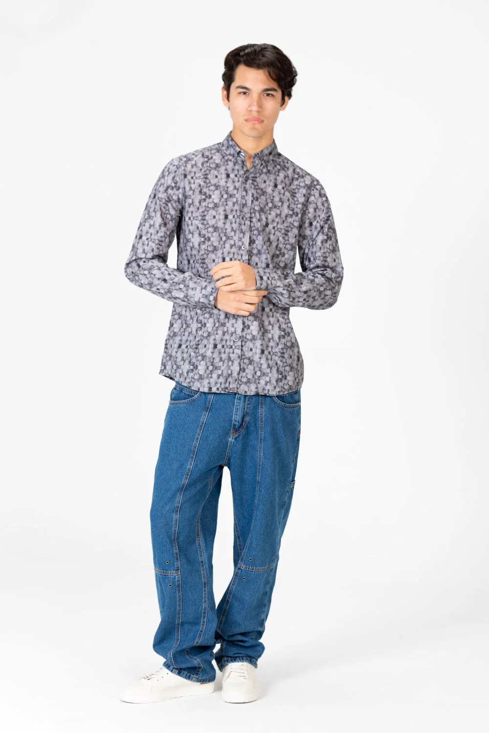 Men's Slim Fit Printed Jakar Long Sleeve Shirt - Image 8