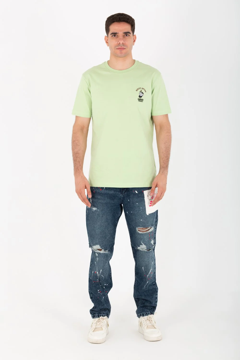 Mens Slim Fit Printed T-shirt With Short Sleeves And Round Neck - Image 6