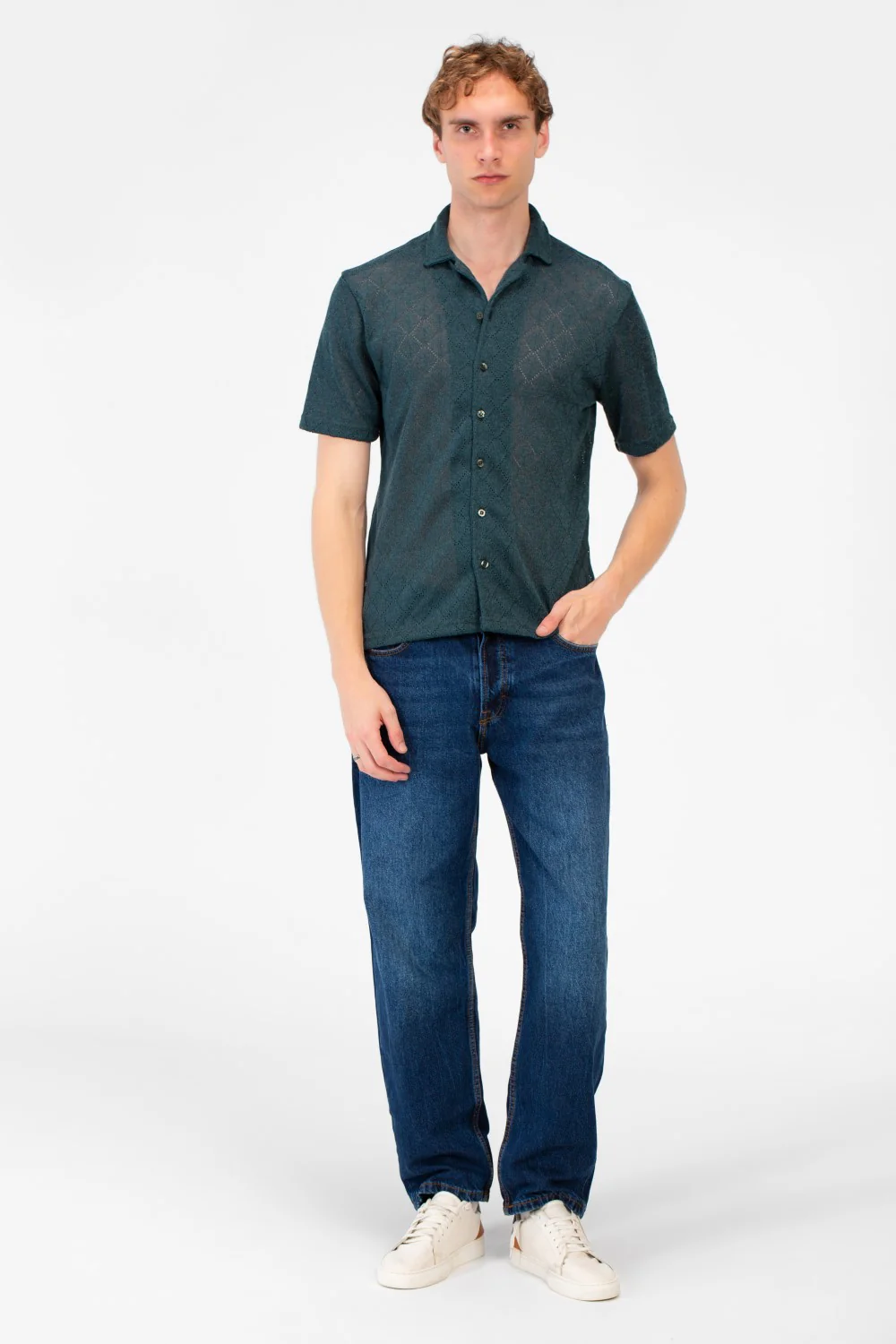 Men's Slim Fit Sheer Short Sleeve Mesh Shirt In Modern Design - Image 8