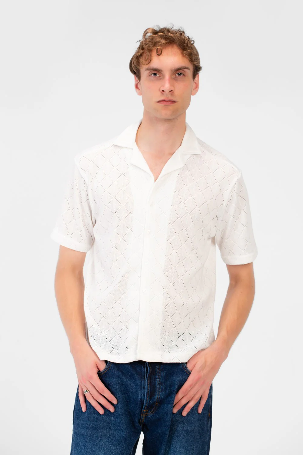 Men's Slim Fit Sheer Short Sleeve Mesh Shirt In Modern Design - Image 9