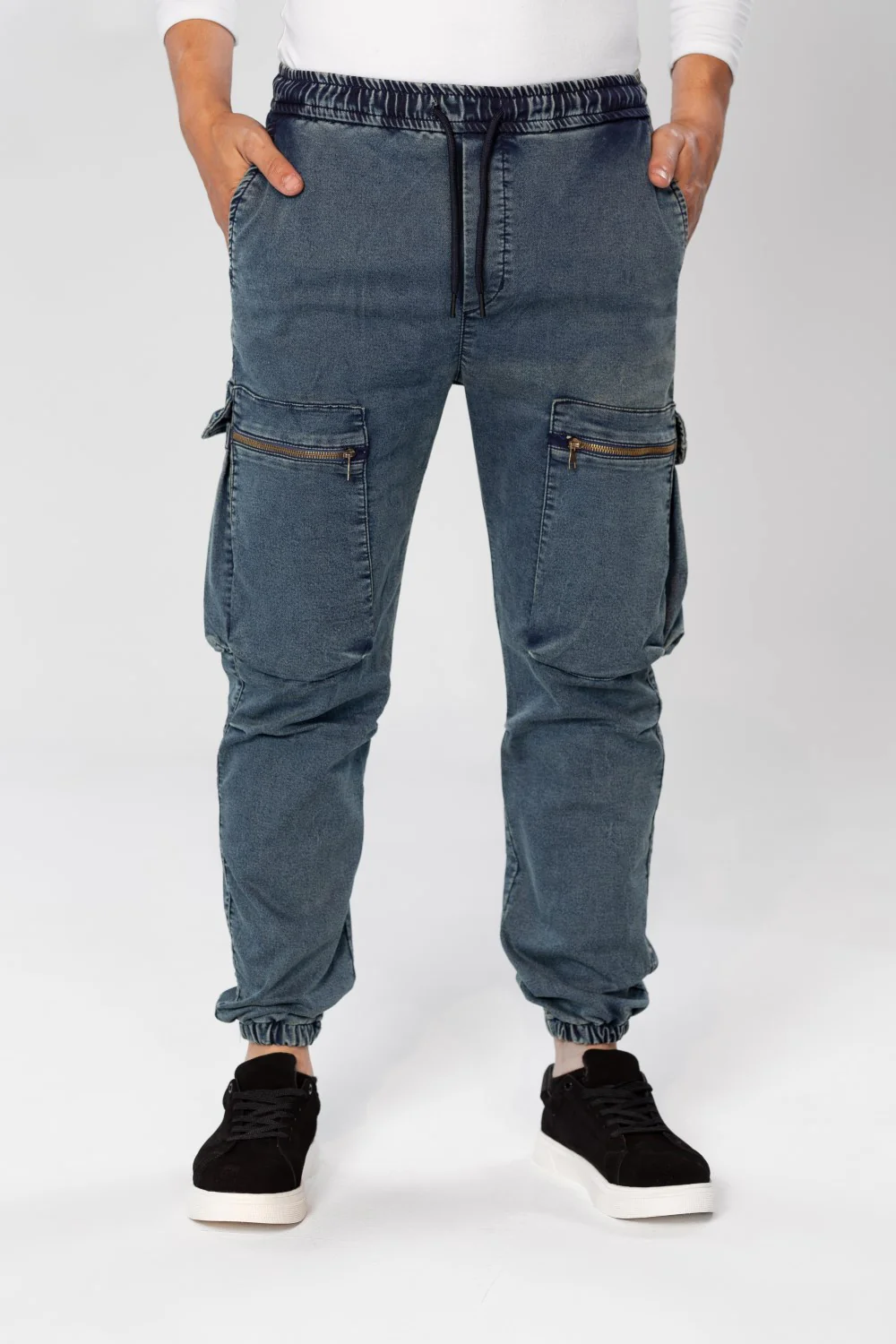 Men's Slim Fit Sherwal Jeans Pants With Front Zipper Pockets - Image 9