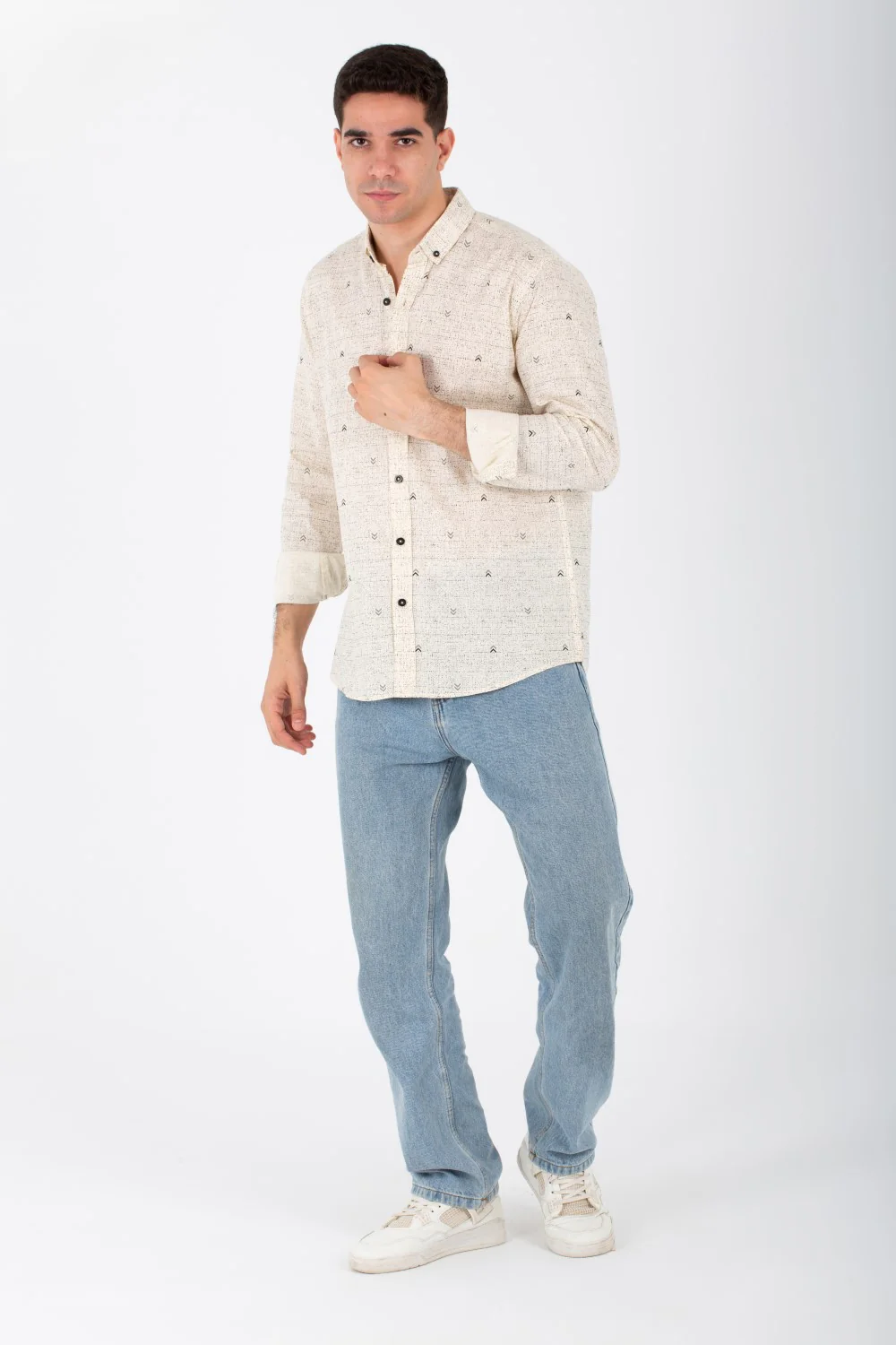 Mens Slim Fit Shirt Printed With Poplin Material And Long Sleeves - Image 4