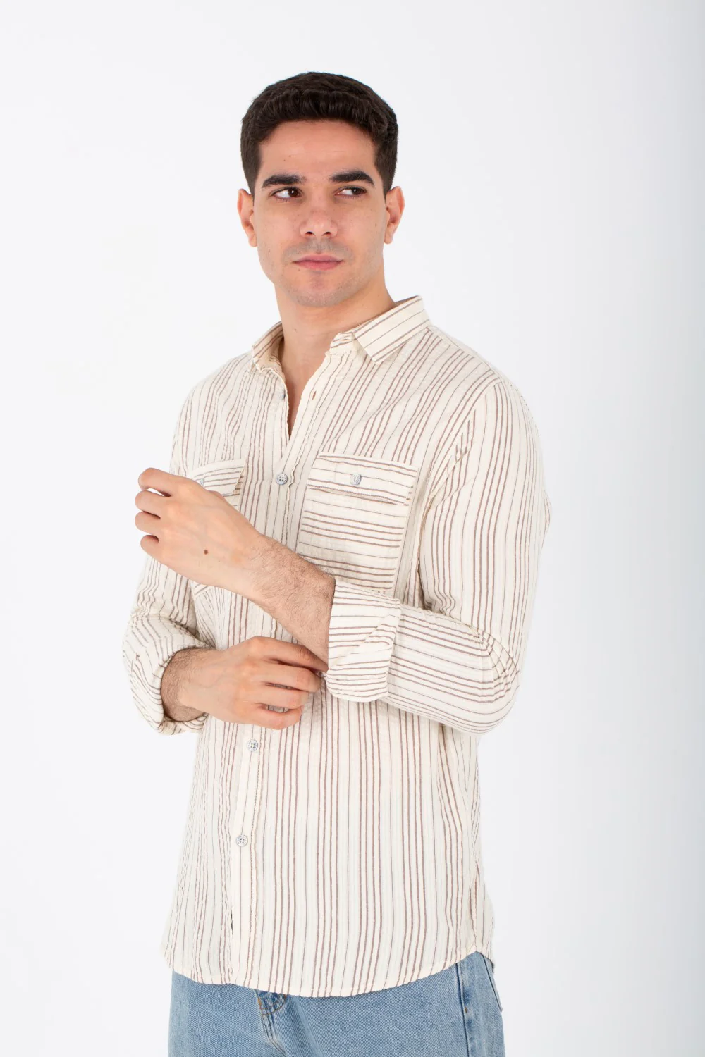 Mens Slim Fit Shirt With Front Pockets And Long Sleeves - Image 9
