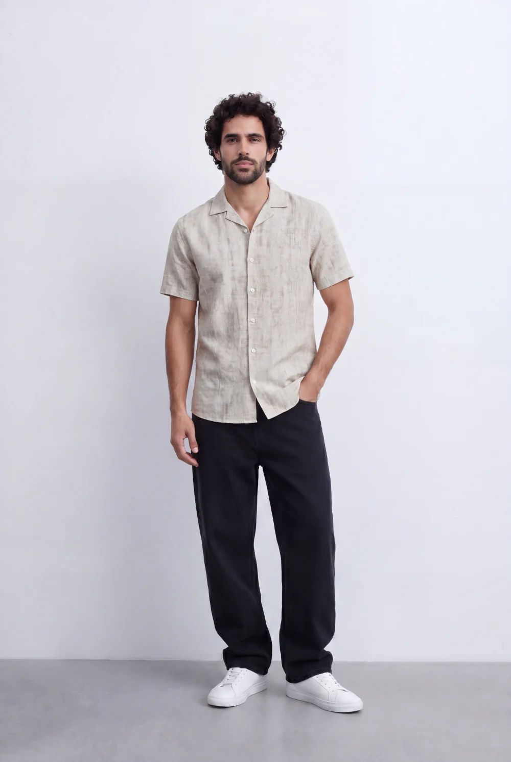 Men's Slim Fit Short Sleeve Jacquard Shirt Lightweight Button-Up Tomato Store Smart Casual Style - Image 12