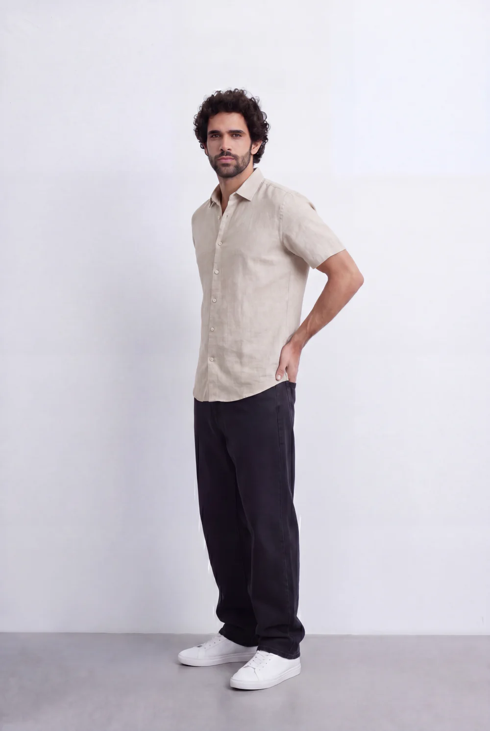 Men's Slim Fit Short Sleeve Jacquard Shirt Lightweight Button-Up Tomato Store Smart Casual Style - Image 3