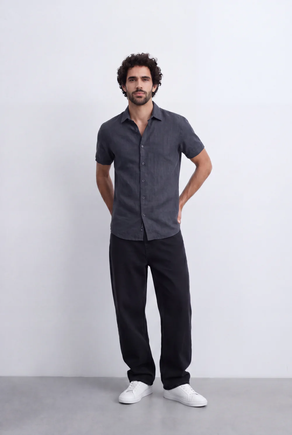Men's Slim Fit Short Sleeve Jacquard Shirt Lightweight Button-Up Tomato Store Smart Casual Style - Image 6