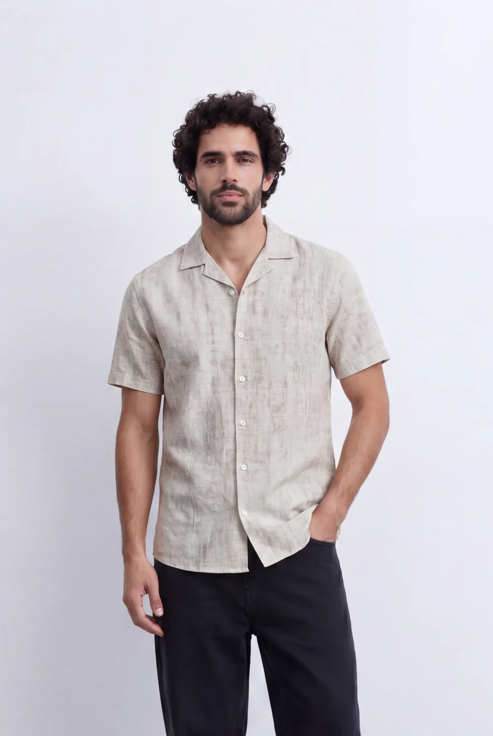 Men's Slim Fit Short Sleeve Jacquard Shirt Lightweight Button-Up Tomato Store Smart Casual Style - Image 9