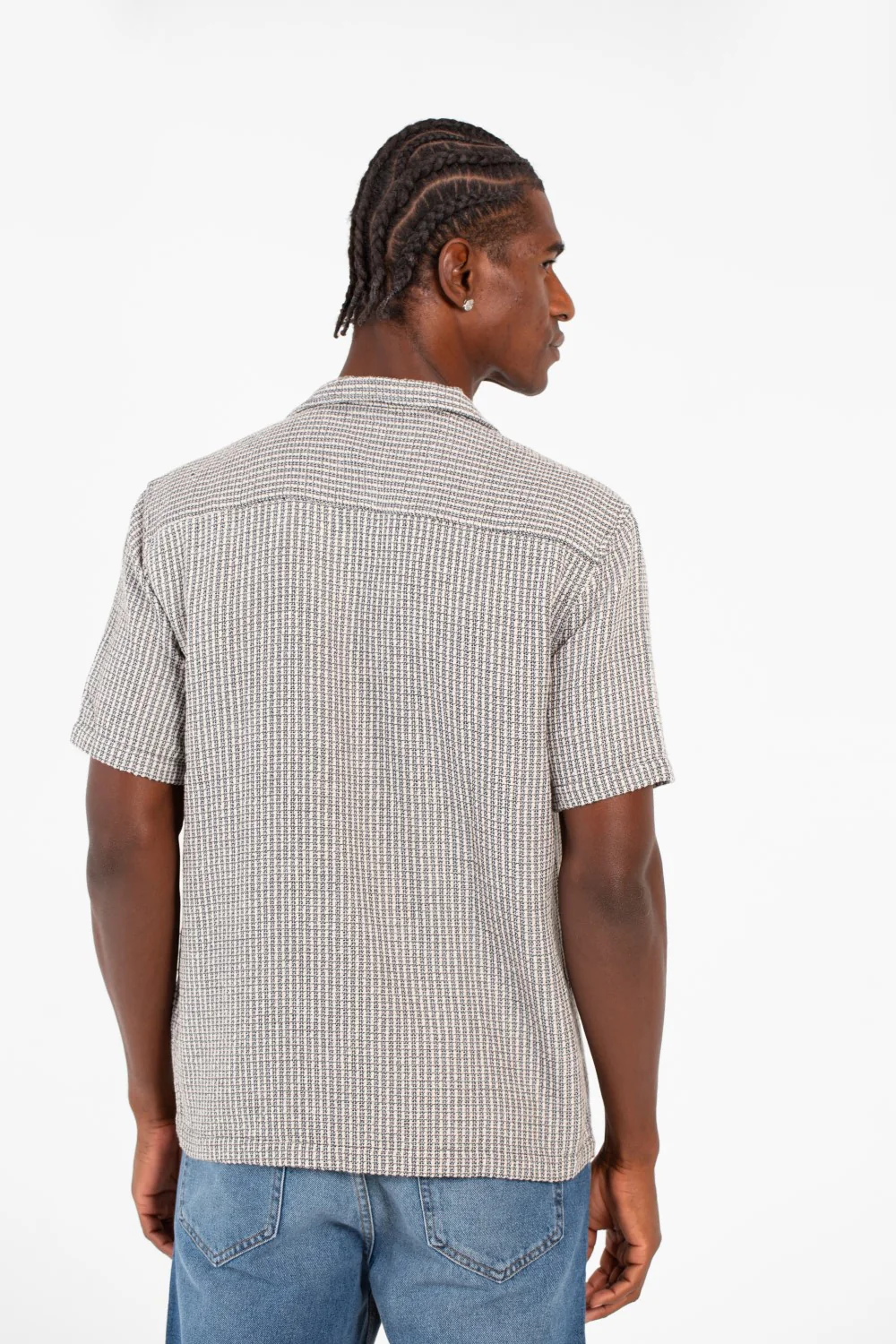 Men's Slim Fit Short Sleeve Striped Breathable Shirt With Front Pocket - Image 2