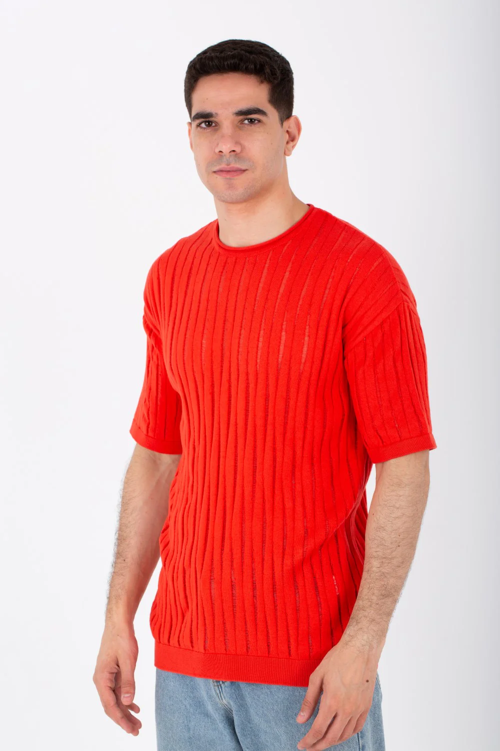 Mens Slim Fit Short Sleeves Trico T-shirt With Round Neck And A Unique Cut - Image 9