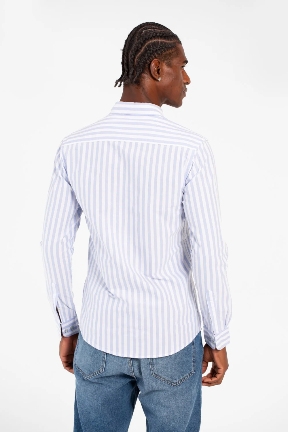 Men's Slim Fit Striped Long Sleeve Buttons Front Shirt - Image 6