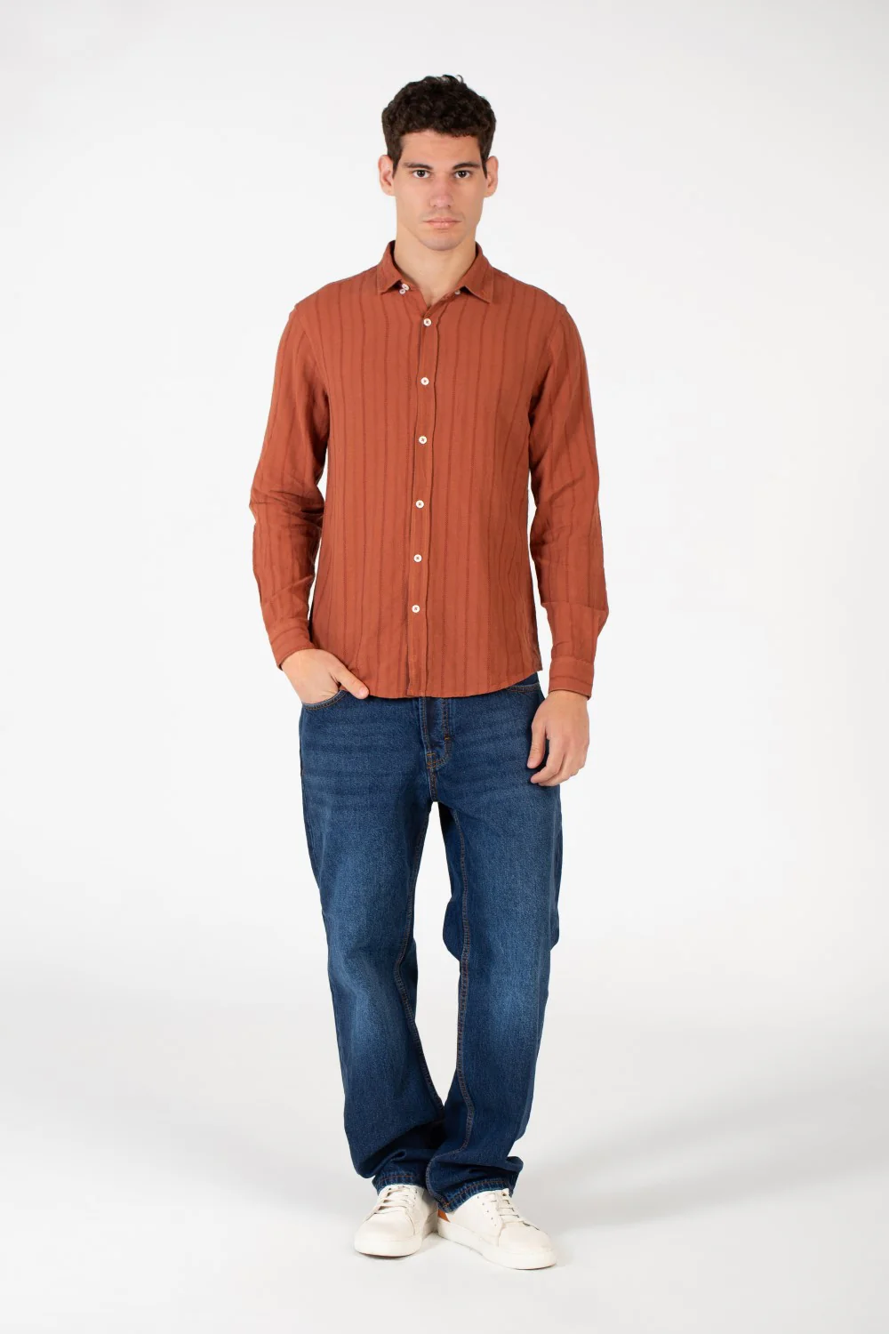 Men's Slim Fit Striped Poplin Shirt - Image 4