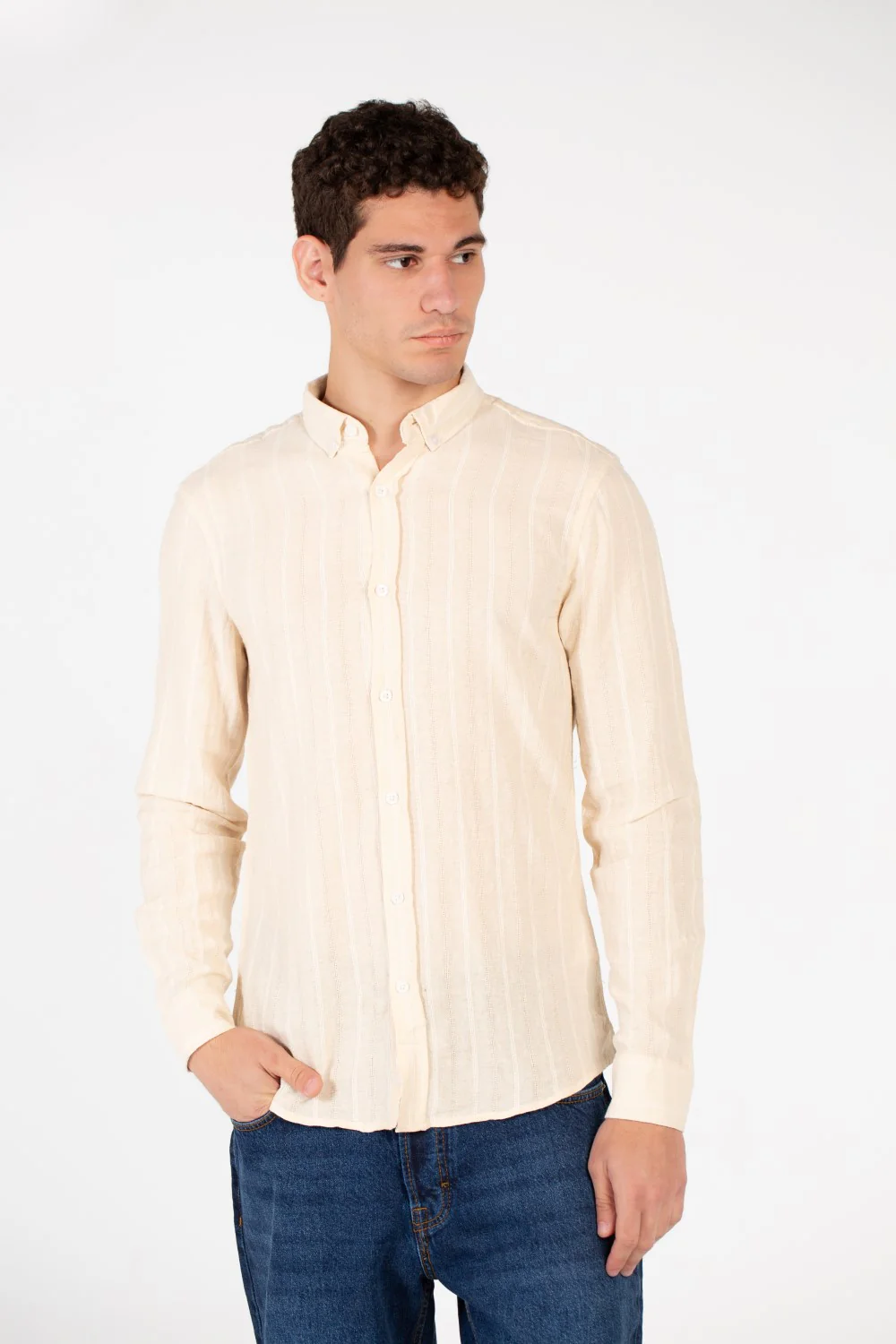 Men's Slim Fit Striped Poplin Shirt - Image 5