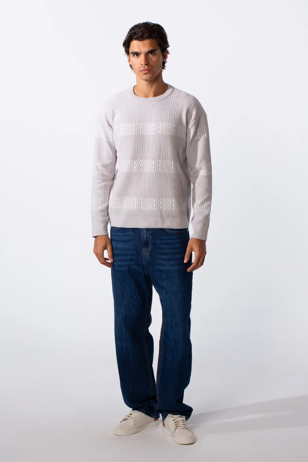 Men's Slim Fit Striped Round Neck Pullover - Image 3
