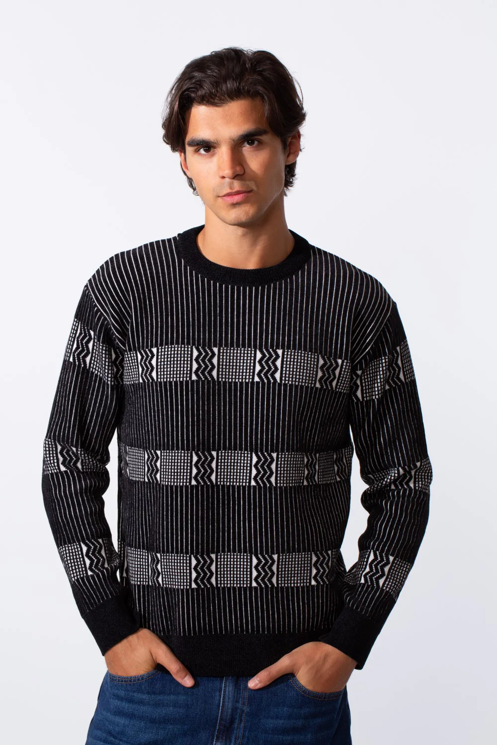 Men's Slim Fit Striped Round Neck Pullover - Image 5