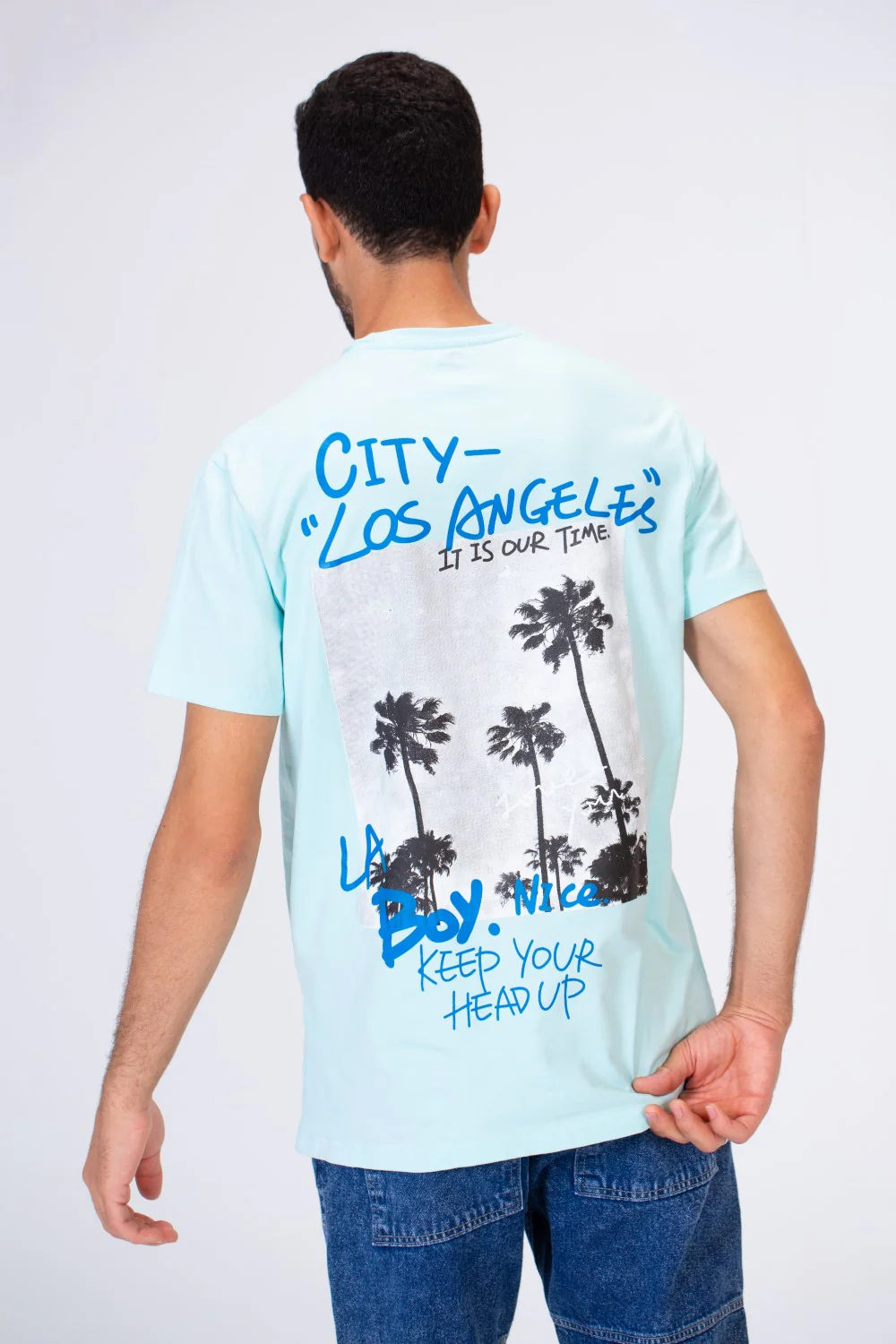 Men's Slim Fit T-shirt Printed On The Back In Single Lycra Material - Image 10