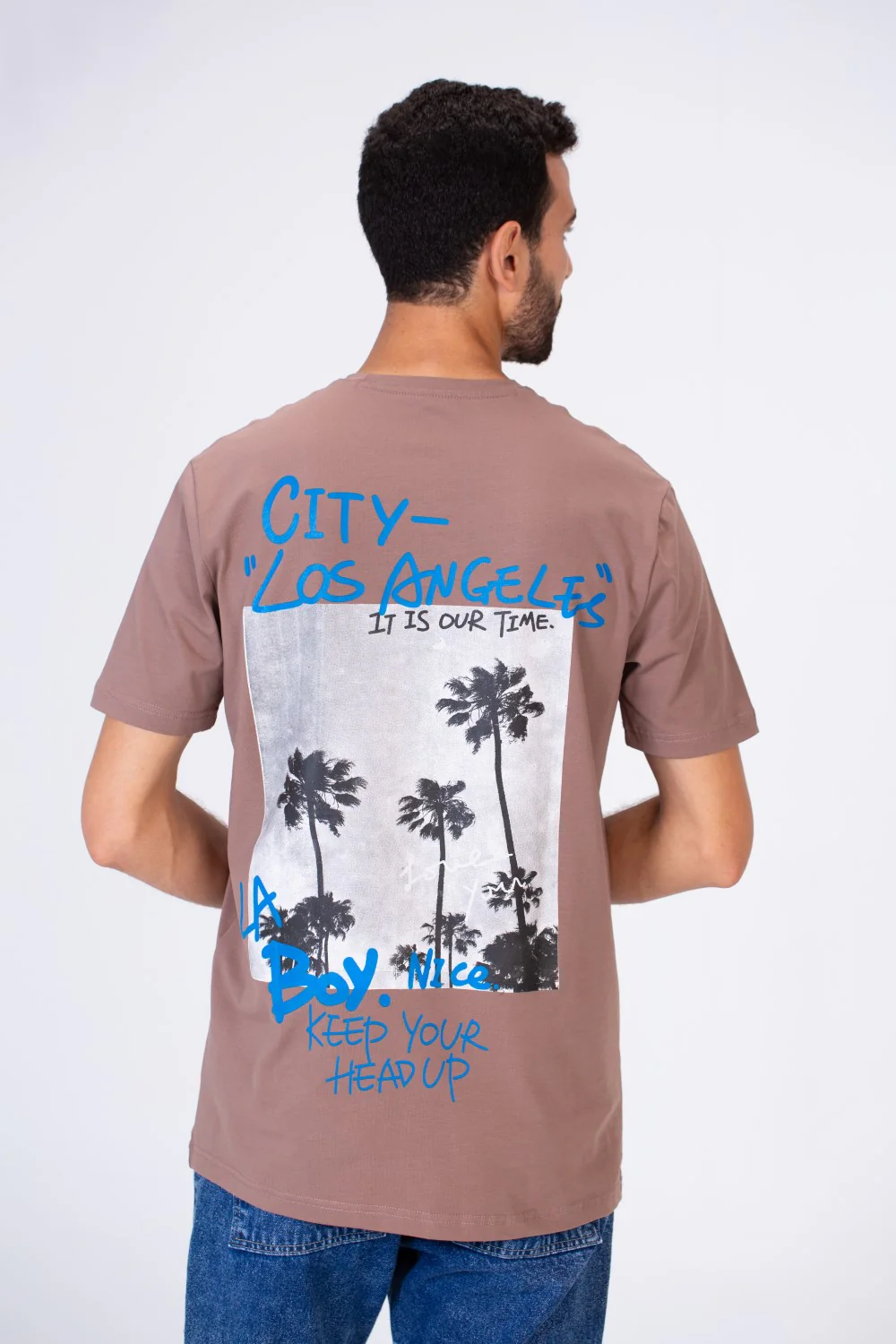Men's Slim Fit T-shirt Printed On The Back In Single Lycra Material - Image 13