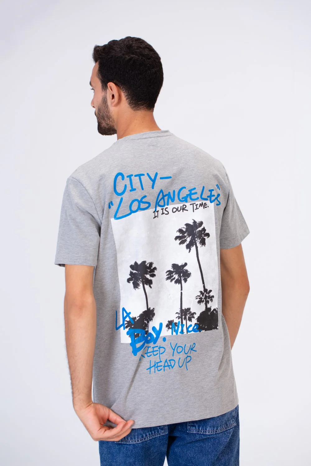 Men's Slim Fit T-shirt Printed On The Back In Single Lycra Material - Image 6
