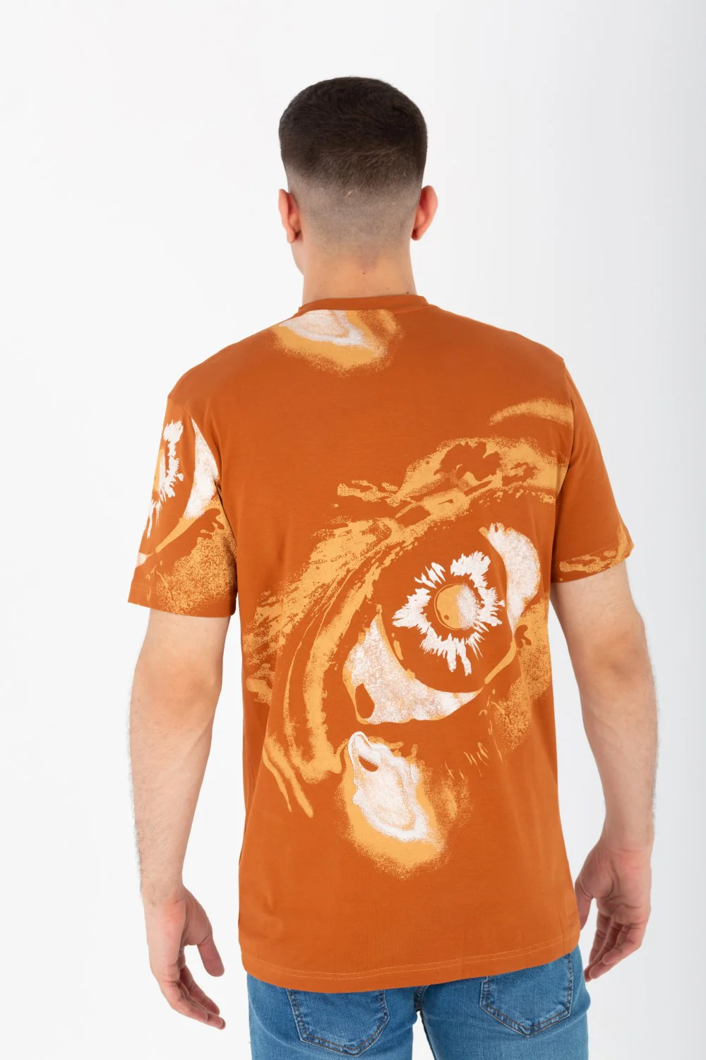 Men's Slim Fit T-shirt With A Round Neck And All Over Print In Single Lycra Material - Image 2