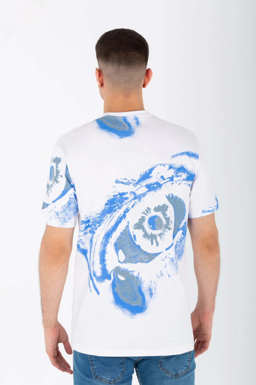 Men's Slim Fit T-shirt With A Round Neck And All Over Print In Single Lycra Material - Image 8