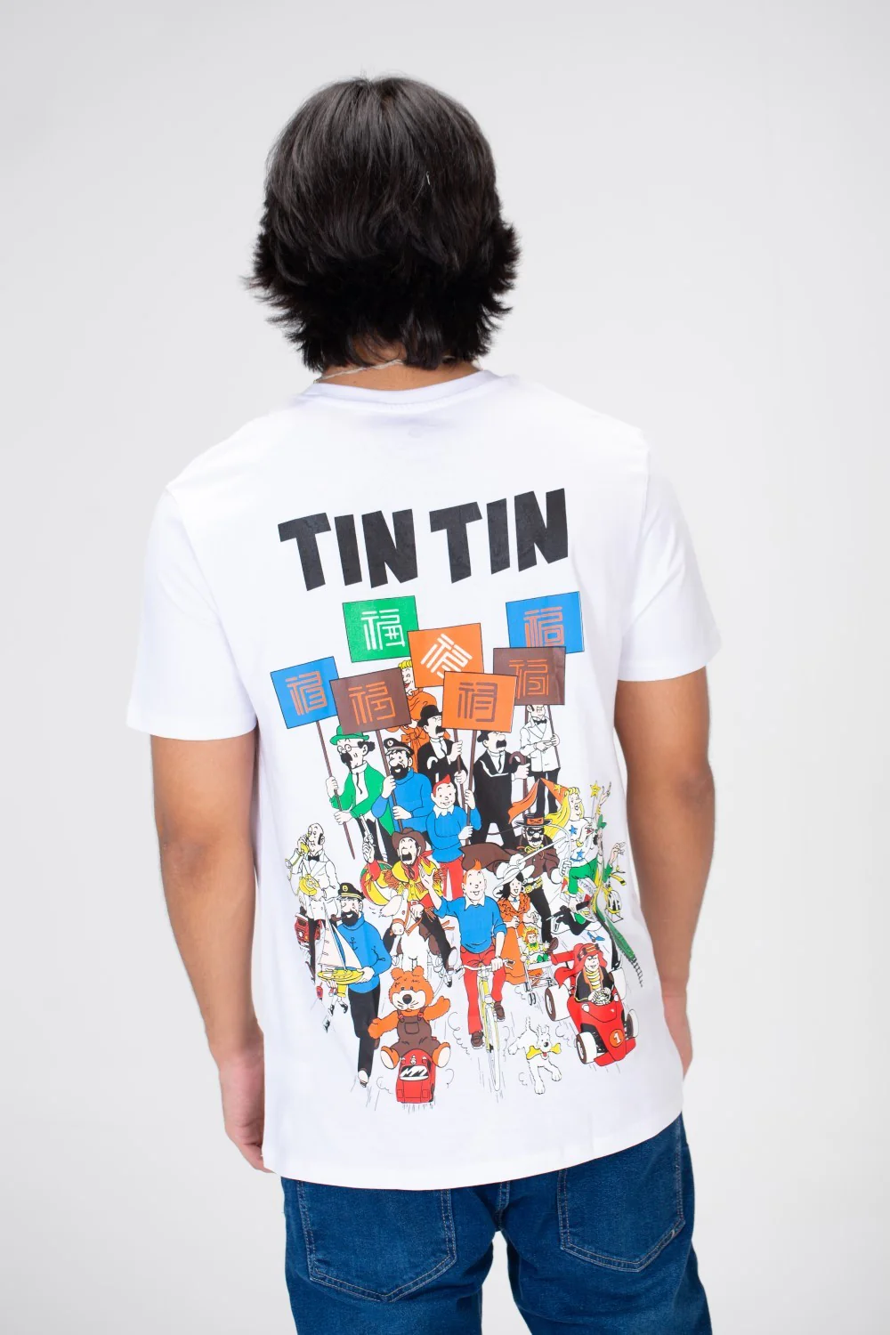 Men's Slim Fit  T-shirt With A Round Neck And Print On The Front And Back - Image 8