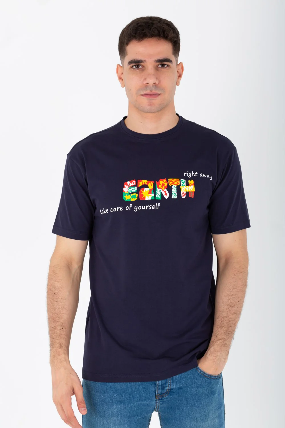 Men's Slim Fit T-shirt With A Round Neck Made Of Summer Melton Material
